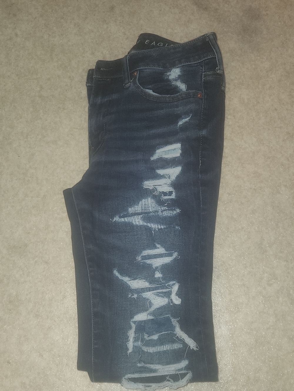 American Eagle Outfitters Men’s Skinny Dark Blue Distressed Jeans